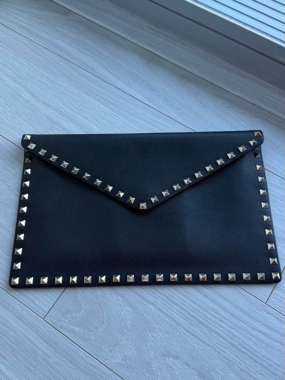 Valentino Black Studded Envelope Clutch